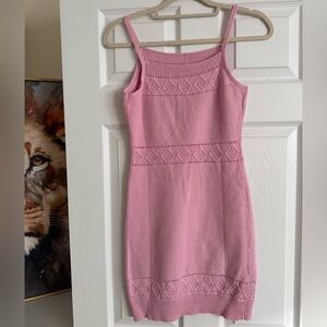 Pink Knit Spaghetti-Strap Dress